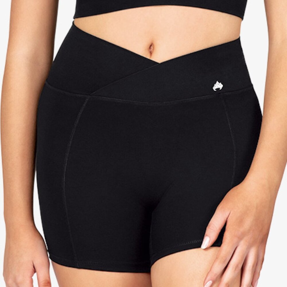 Mariia Eco Black Bamboo Crosswaist Dance shorts
